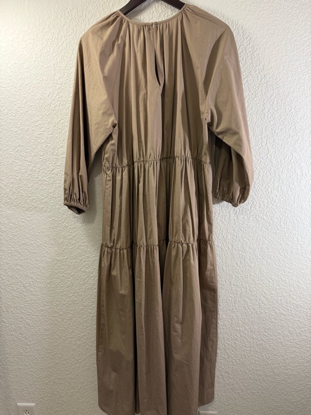 Zara Tiered Poplin Midi Dress | Blogger Favorite | Rich Taupe | Size Medium - Picture 6 of 14